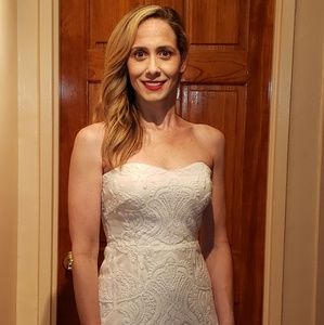 Jenny Yoo Ivory Strapless Lace Sequin Dress